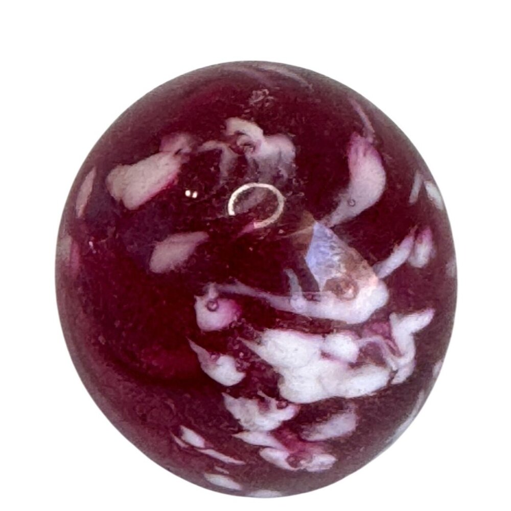 Art Glass Egg Cranberry White Mottled Swirl Decorative 3" - Picture 6 of 7
